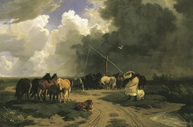Chevaux sous une Tempête